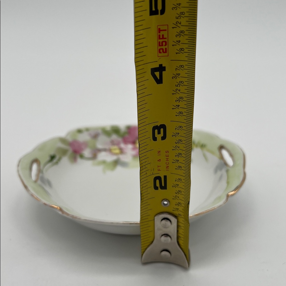 Vintage Nippon Hand-Painted Floral Trinket Dish With 2 Handles and Gold Trim - Picture 11 of 11